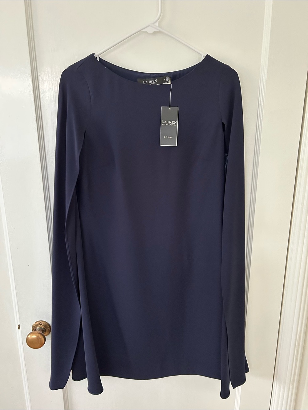 NWT Lauren Ralph Lauren Navy Cape Dress Knee Length